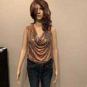 Gold and Brown Cowl neck-line top